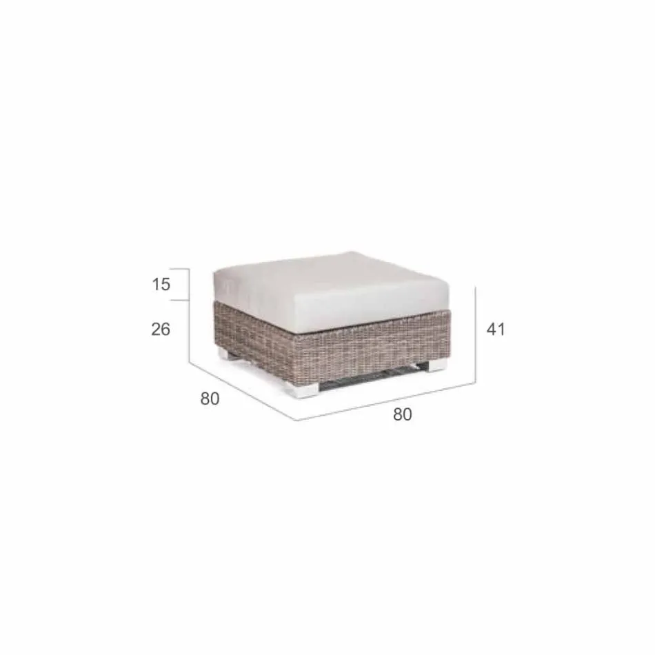 Pouf moderní exteriér v šedo-taupe Jaco polyetylénu, ruční Viadurini