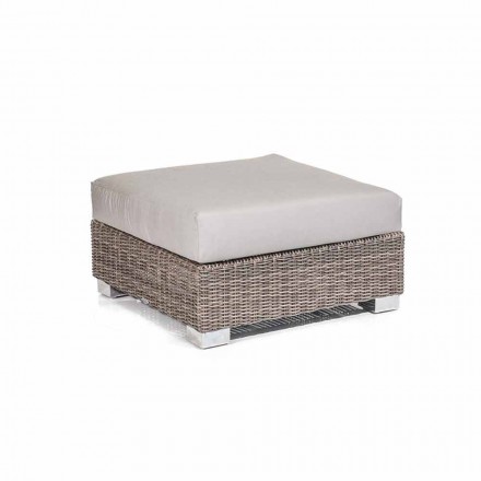 Pouf moderní exteriér v šedo-taupe Jaco polyetylénu, ruční Viadurini