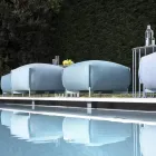 Látkový zahradní puf s kovovými nožičkami vyrobený v Itálii - máslo Viadurini