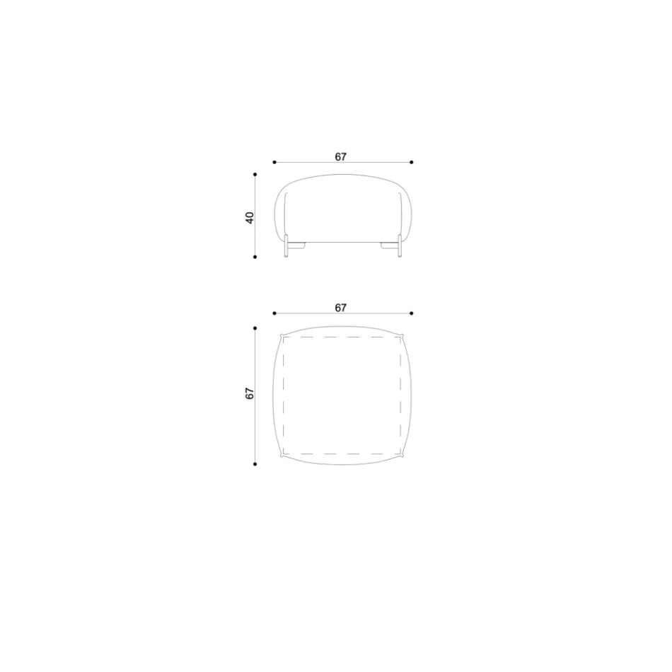 Látkový zahradní puf s kovovými nožičkami vyrobený v Itálii - máslo Viadurini