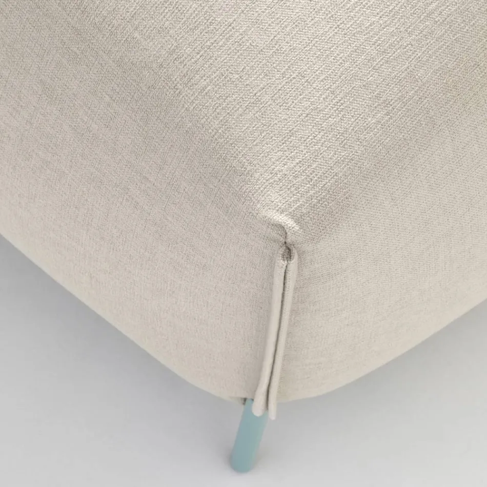 Látkový zahradní puf s kovovými nožičkami vyrobený v Itálii - máslo Viadurini