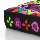 Ethnic Square Pouf v Patchwork Fabric nebo Velvet - Fiber Viadurini