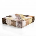 Ethnic Square Pouf v Patchwork Fabric nebo Velvet - Fiber