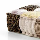 Ethnic Square Pouf v Patchwork Fabric nebo Velvet - Fiber Viadurini