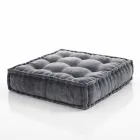 Ethnic Square Pouf v Patchwork Fabric nebo Velvet - Fiber Viadurini