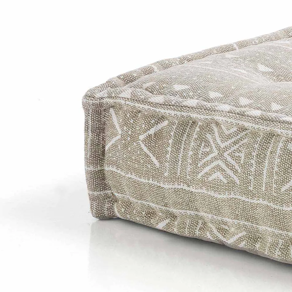 Ethnic Square Pouf v Patchwork Fabric nebo Velvet - Fiber Viadurini