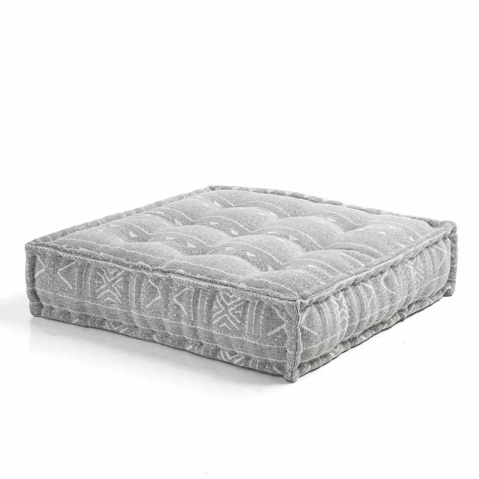 Ethnic Square Pouf v Patchwork Fabric nebo Velvet - Fiber Viadurini