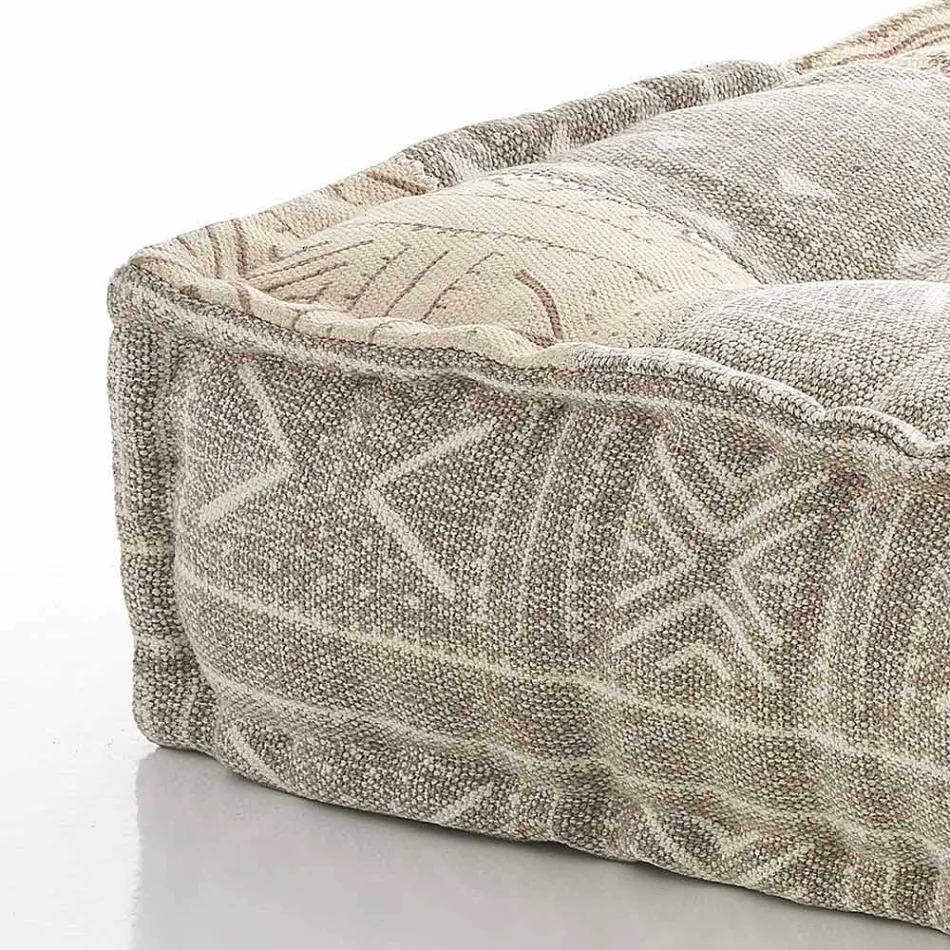 Ethnic Square Pouf v Patchwork Fabric nebo Velvet - Fiber Viadurini