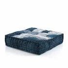 Ethnic Square Pouf v Patchwork Fabric nebo Velvet - Fiber Viadurini
