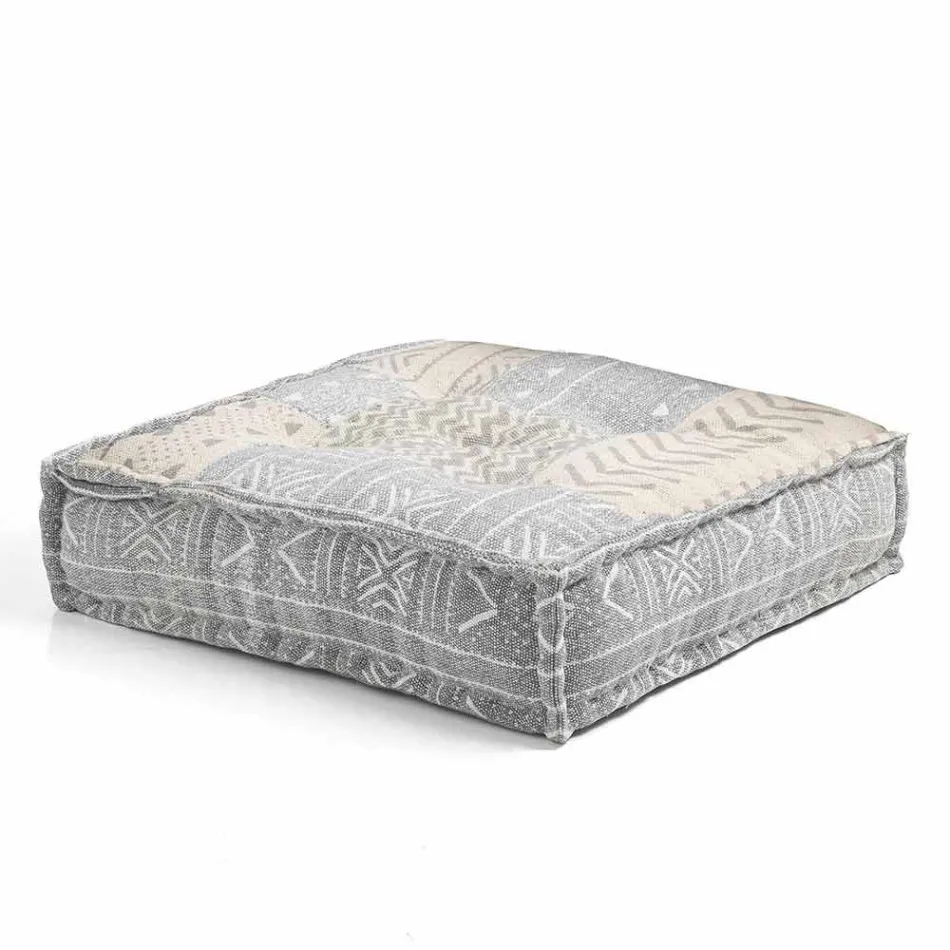 Ethnic Square Pouf v Patchwork Fabric nebo Velvet - Fiber Viadurini