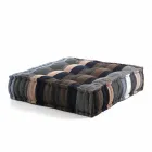 Ethnic Square Pouf v Patchwork Fabric nebo Velvet - Fiber Viadurini