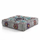 Ethnic Square Pouf v Patchwork Fabric nebo Velvet - Fiber Viadurini