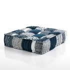 Ethnic Square Pouf v Patchwork Fabric nebo Velvet - Fiber Viadurini