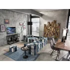 Ethnic Square Pouf v Patchwork Fabric nebo Velvet - Fiber Viadurini