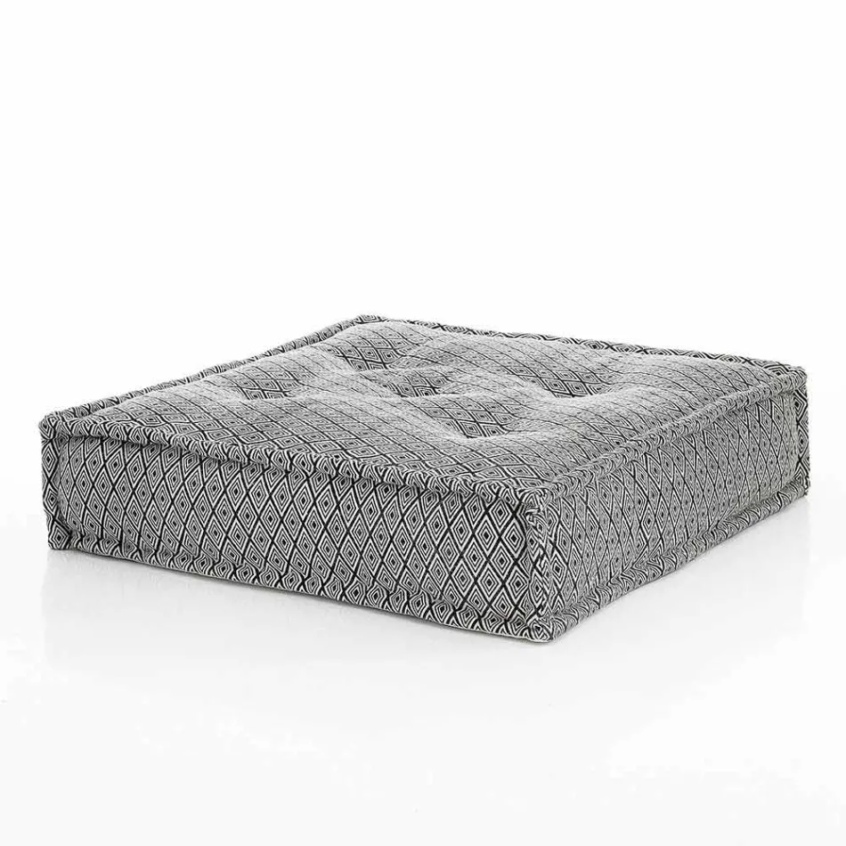 Ethnic Square Pouf v Patchwork Fabric nebo Velvet - Fiber Viadurini