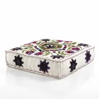 Ethnic Square Pouf v Patchwork Fabric nebo Velvet - Fiber Viadurini