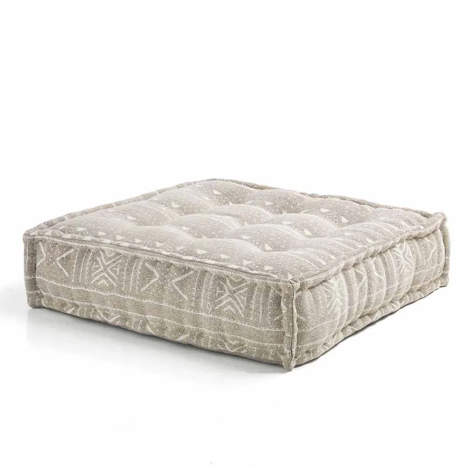 Ethnic Square Pouf v Patchwork Fabric nebo Velvet - Fiber Viadurini