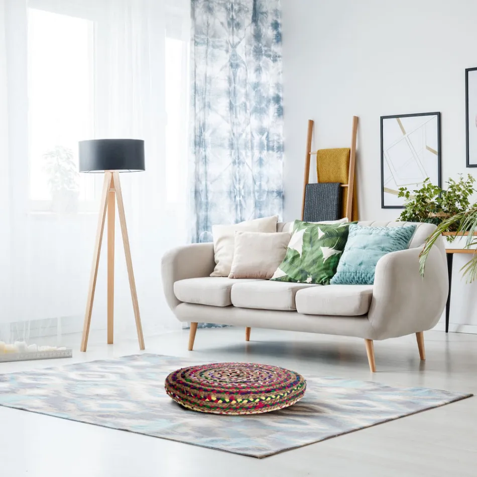 Pouf z juty a polystyrenu 2 různých velikostí - rez Viadurini