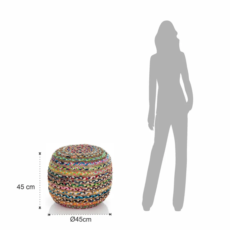 Pouf z juty a polystyrenu 2 různých velikostí - rez Viadurini