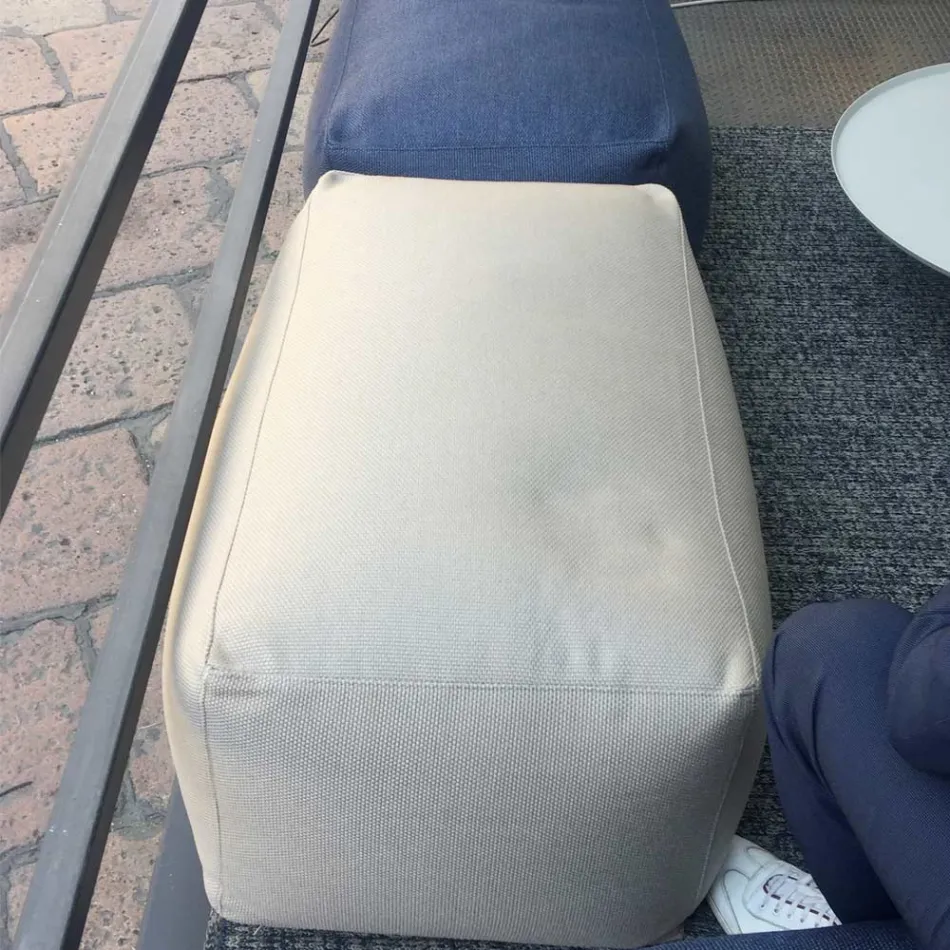 Měkký obdélníkový osmanský pouf pro vnitřní a venkovní použití v tkanině - Naemi Viadurini