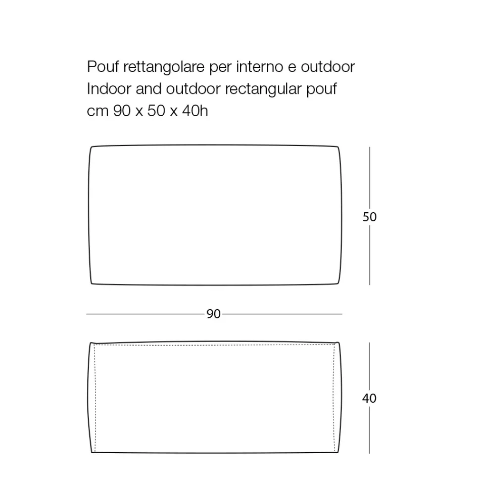 Měkký obdélníkový osmanský pouf pro vnitřní a venkovní použití v tkanině - Naemi Viadurini