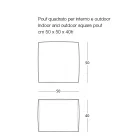 Měkký čtvercový pouf pro vnitřní i venkovní použití z látky různých barev - Naemi Viadurini