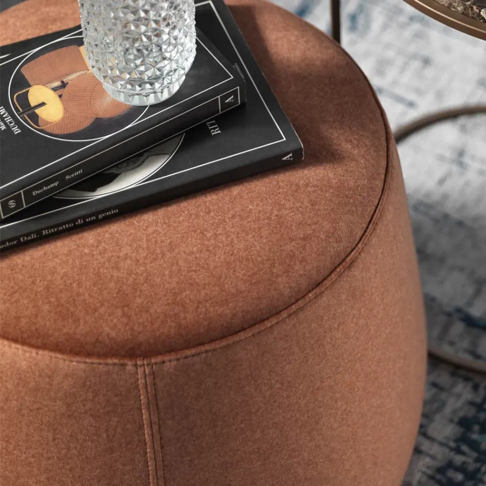 Měkký kulatý pouf do obývacího pokoje v barevném sametu 3 velikosti - Evelyne Viadurini