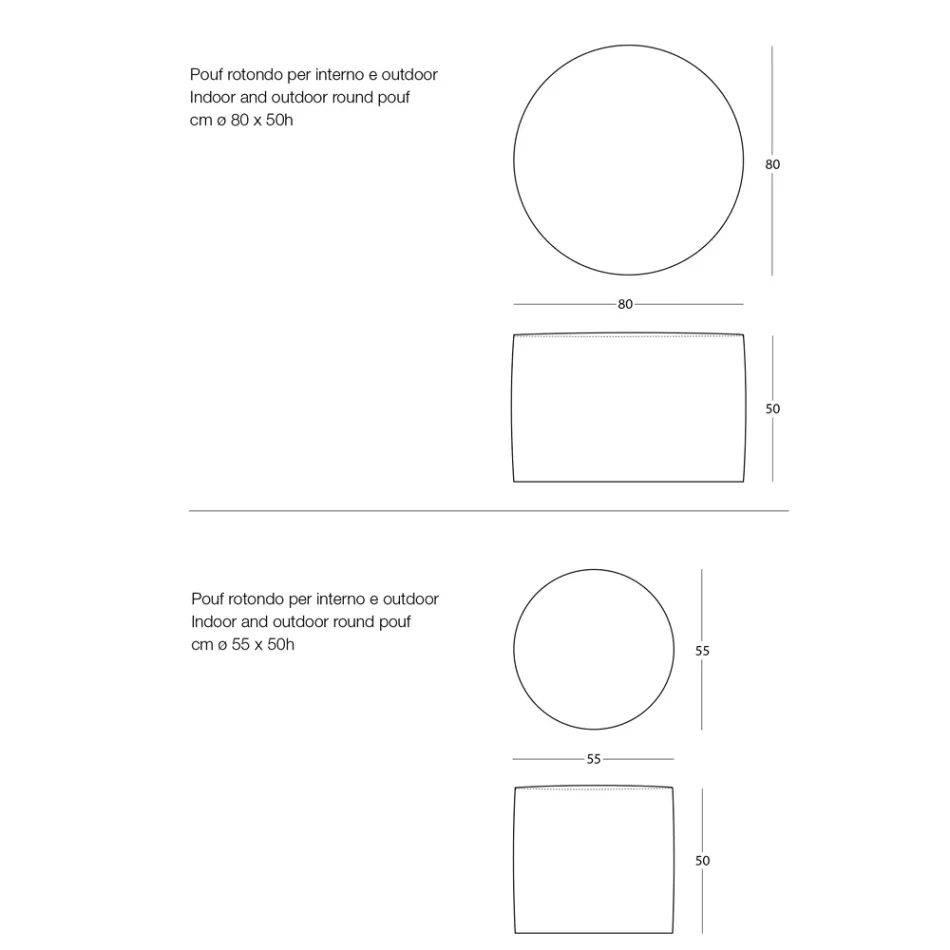 Kulatý zahradní Pouf z polypropylenu ve 3 barvách Made in Italy - Francisco Viadurini