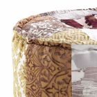 Kulatý pouf etnického designu v Patchwork Fabric nebo Velvet - Fiber Viadurini
