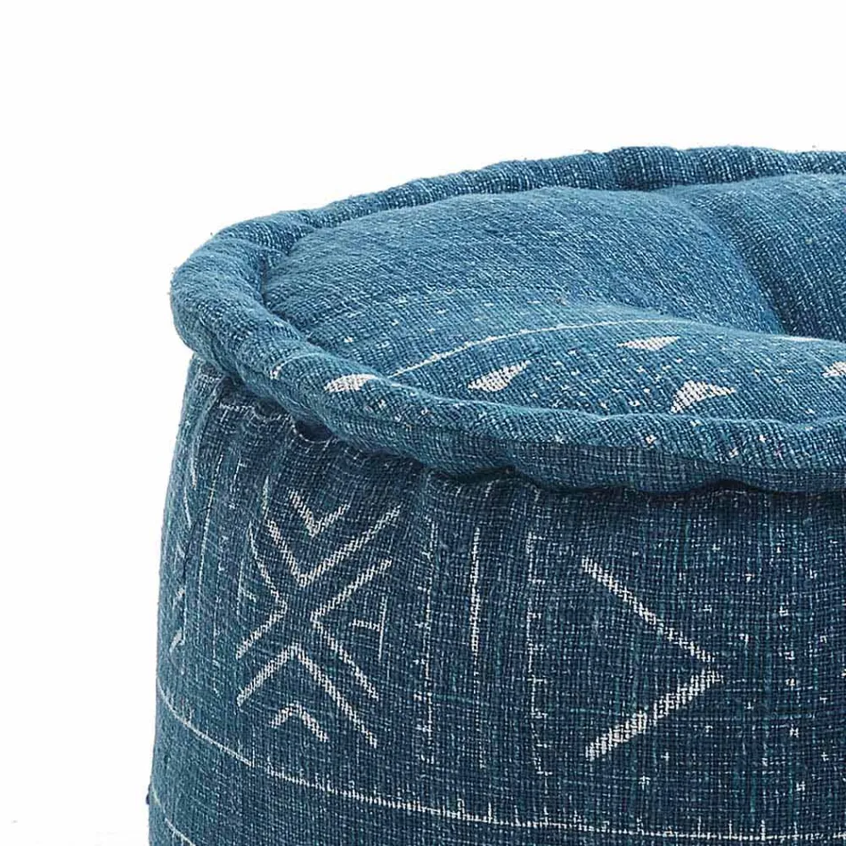 Kulatý pouf etnického designu v Patchwork Fabric nebo Velvet - Fiber Viadurini
