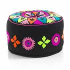 Kulatý pouf etnického designu v Patchwork Fabric nebo Velvet - Fiber Viadurini