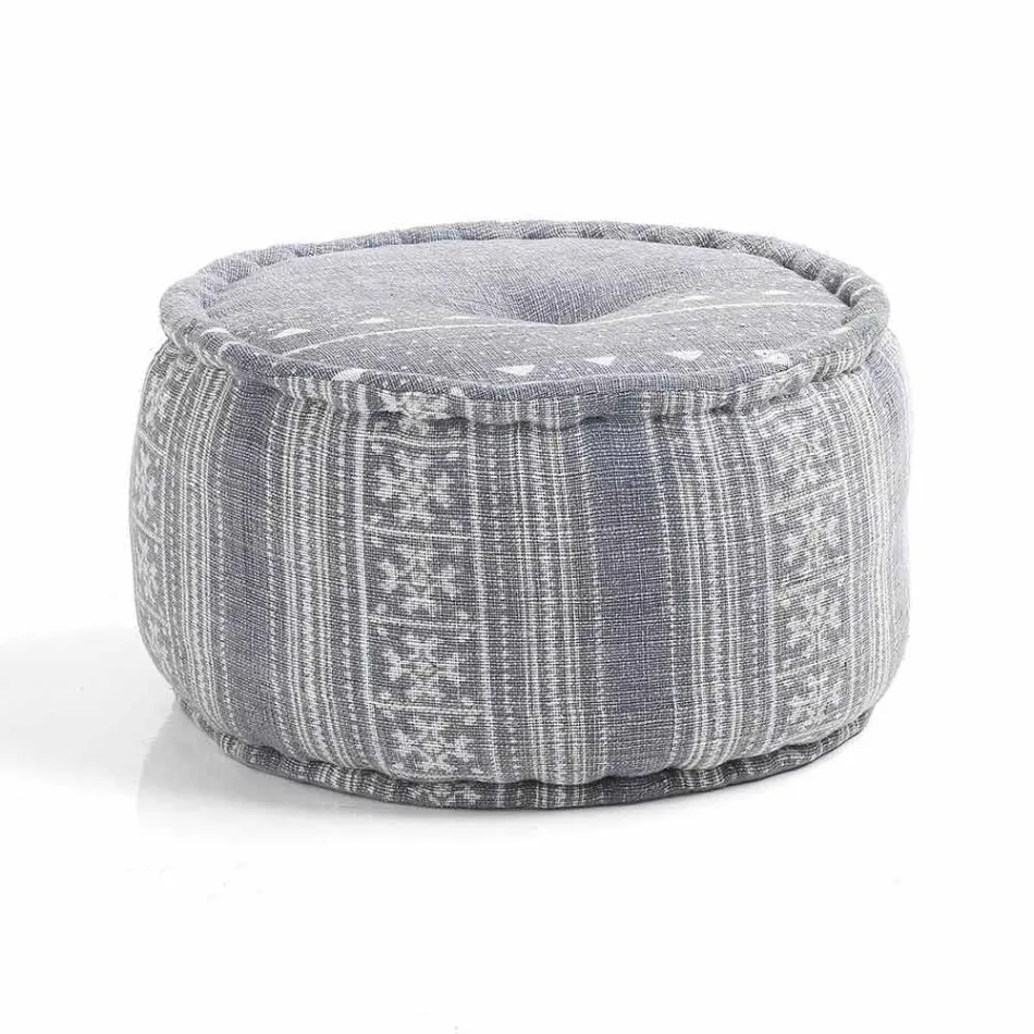 Kulatý pouf etnického designu v Patchwork Fabric nebo Velvet - Fiber Viadurini