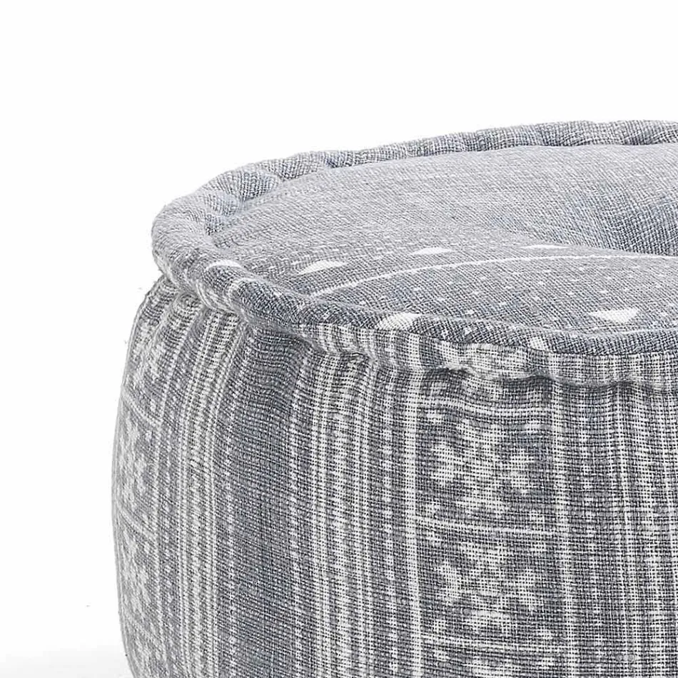 Kulatý pouf etnického designu v Patchwork Fabric nebo Velvet - Fiber Viadurini