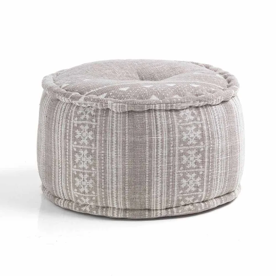 Kulatý pouf etnického designu v Patchwork Fabric nebo Velvet - Fiber Viadurini