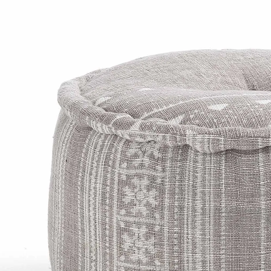 Kulatý pouf etnického designu v Patchwork Fabric nebo Velvet - Fiber Viadurini