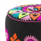 Kulatý pouf etnického designu v Patchwork Fabric nebo Velvet - Fiber Viadurini