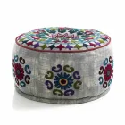 Kulatý pouf etnického designu v Patchwork Fabric nebo Velvet - Fiber Viadurini