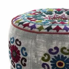 Kulatý pouf etnického designu v Patchwork Fabric nebo Velvet - Fiber Viadurini