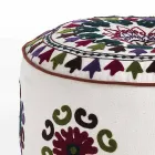 Kulatý pouf etnického designu v Patchwork Fabric nebo Velvet - Fiber Viadurini