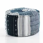 Kulatý pouf etnického designu v Patchwork Fabric nebo Velvet - Fiber Viadurini