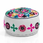Kulatý pouf etnického designu v Patchwork Fabric nebo Velvet - Fiber Viadurini