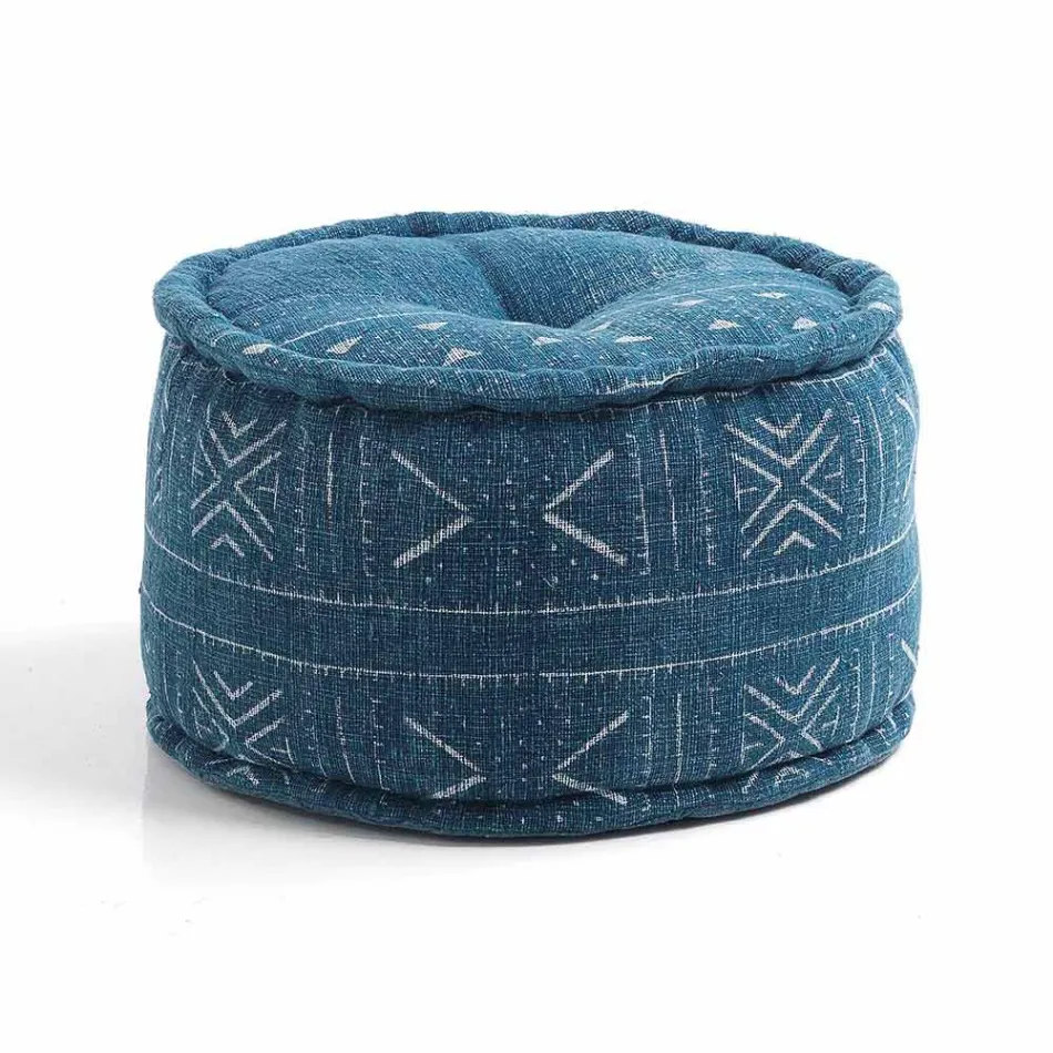 Kulatý pouf etnického designu v Patchwork Fabric nebo Velvet - Fiber Viadurini