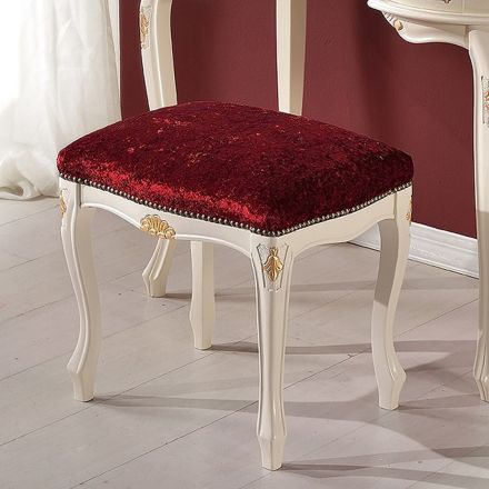 Pouf klasického stylu z ořechového dřeva a látky vyrobené v Itálii - luxus Viadurini