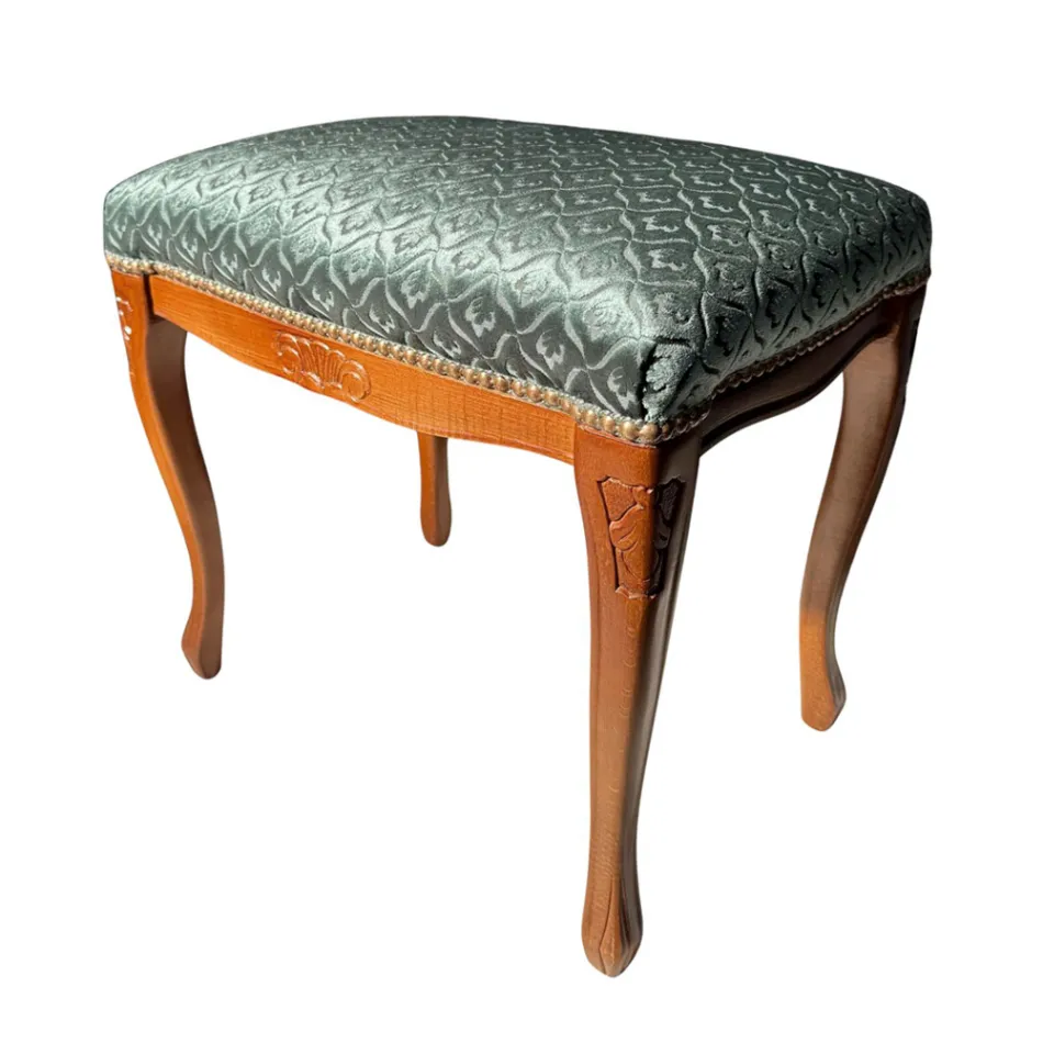 Pouf klasického stylu z ořechového dřeva a látky vyrobené v Itálii - luxus Viadurini