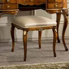 Pouf klasického stylu ze dřeva potažený látkou Made in Italy - Cambrige Viadurini