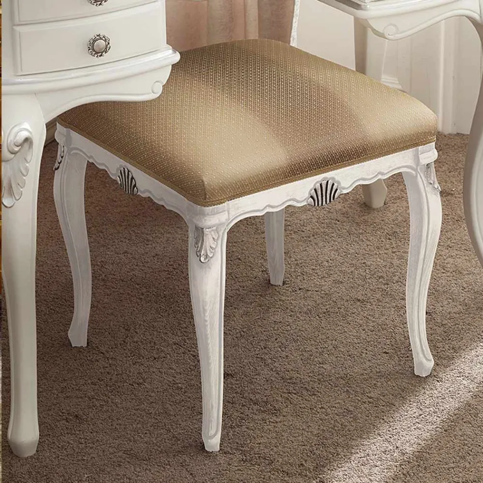 Pouf klasického stylu ze dřeva potažený látkou Made in Italy - Cambrige Viadurini