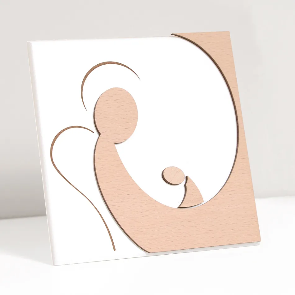 Malý obrázek znázorňující anděla matky laserem ryté Made in Italy - Augustina Viadurini