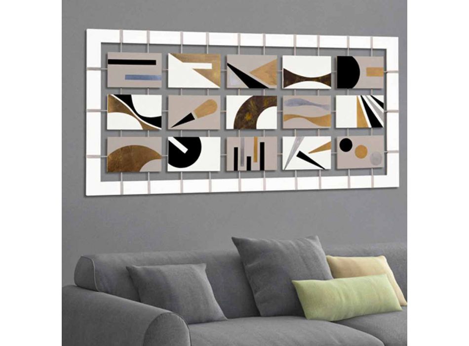 Abstraktní rám s patnácti panely zavěšenými na lane Craig Viadurini