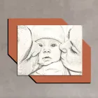 Dřevěný obrázek s potiskem pusinky pro dítě Made in Italy - Andorra Viadurini