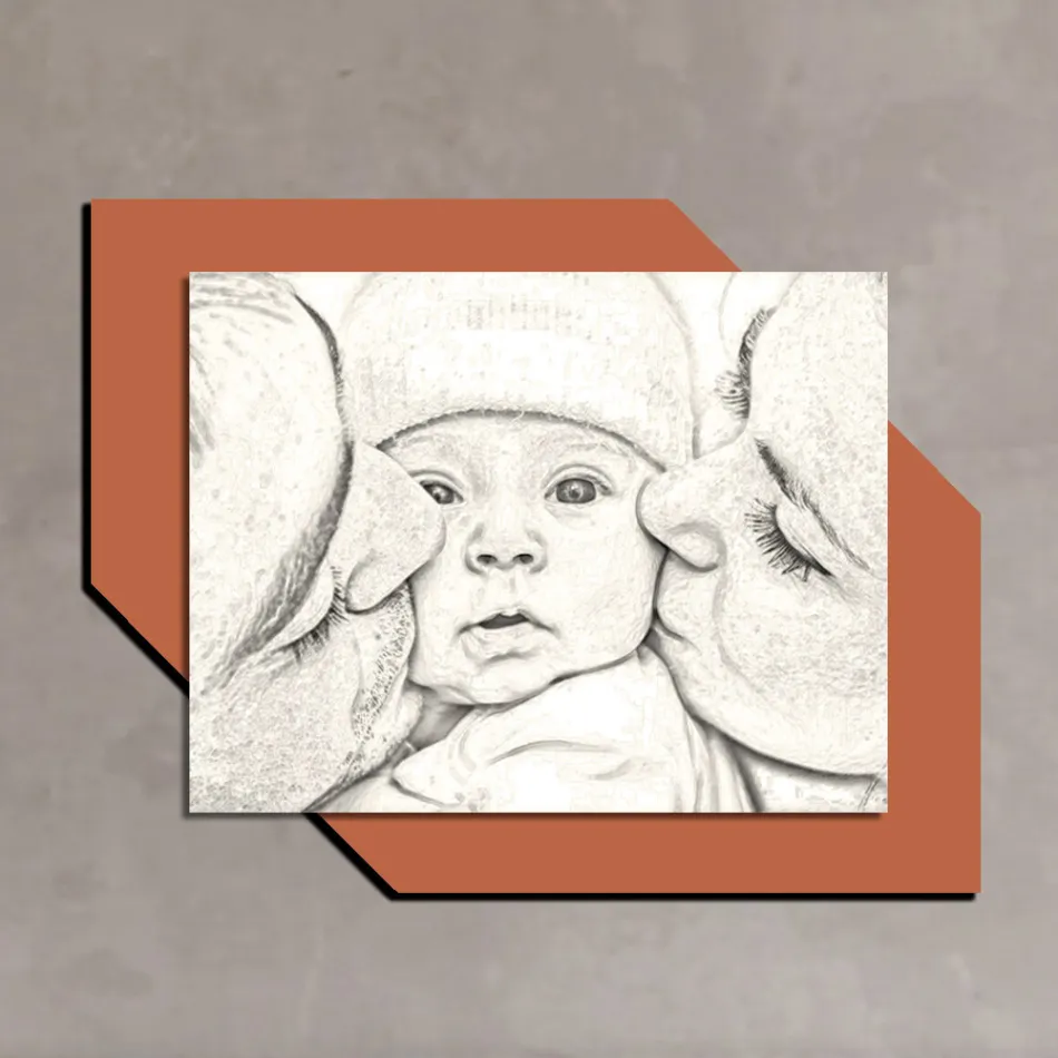 Dřevěný obrázek s potiskem pusinky pro dítě Made in Italy - Andorra Viadurini